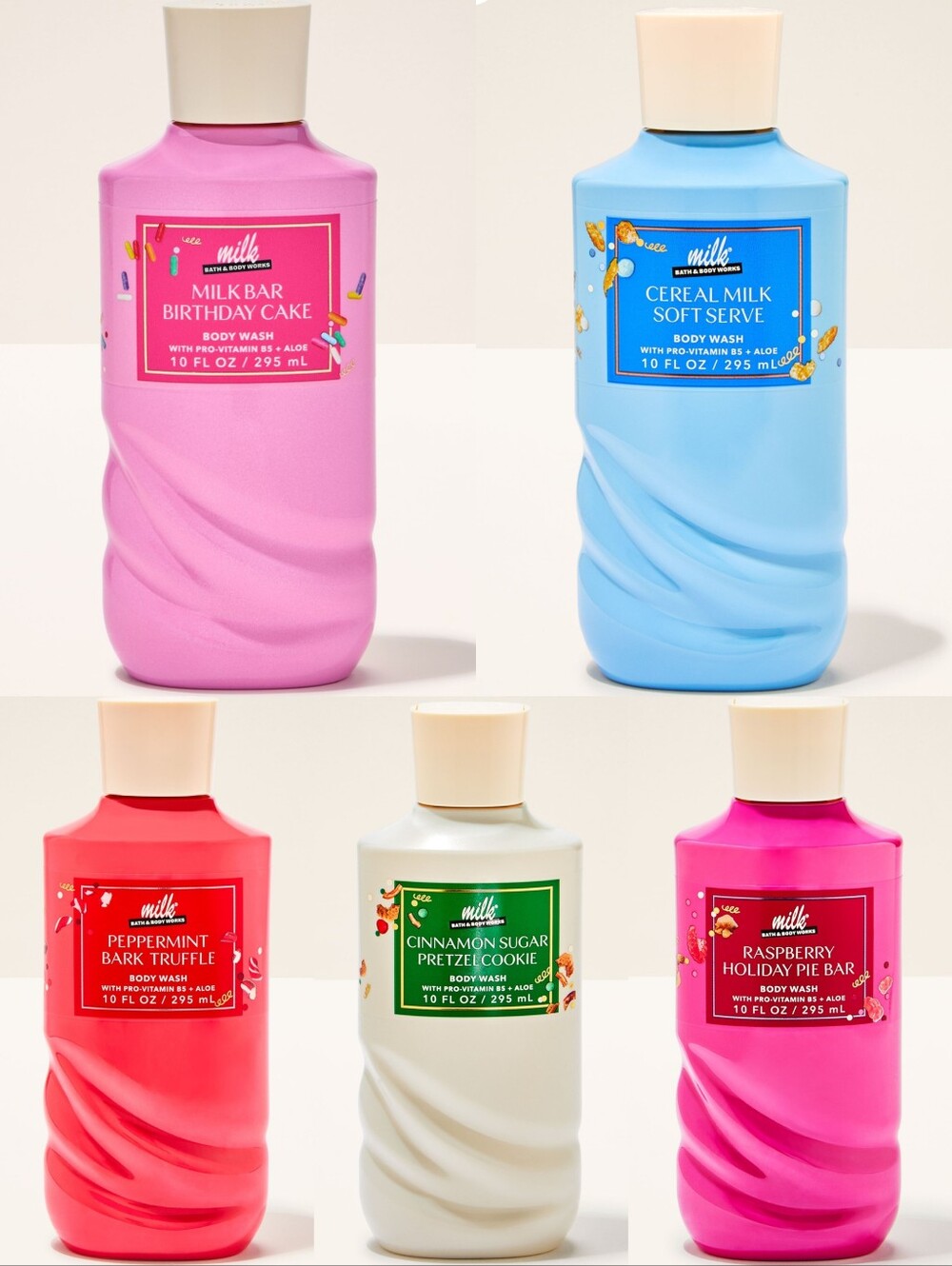 Bath & Body Works Assorted Milk Bar Full Set of 5 Variety Body Wash NEW RARE